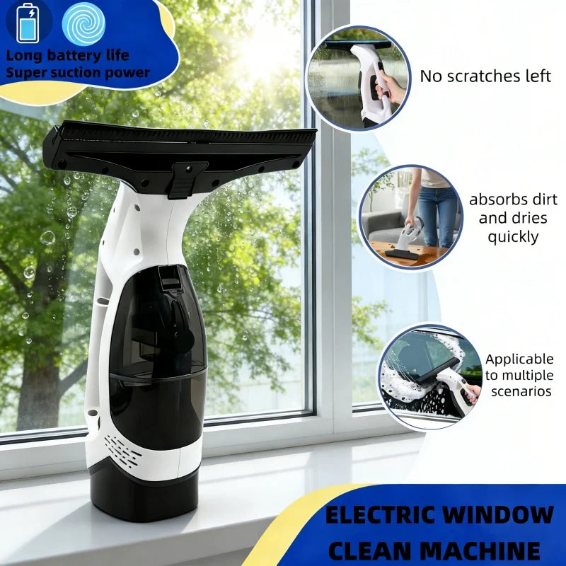 Cordless Window Vacuum Cleaner – USB Rechargeable, Streak-Free Glass Cleaning with Removable Water Tank