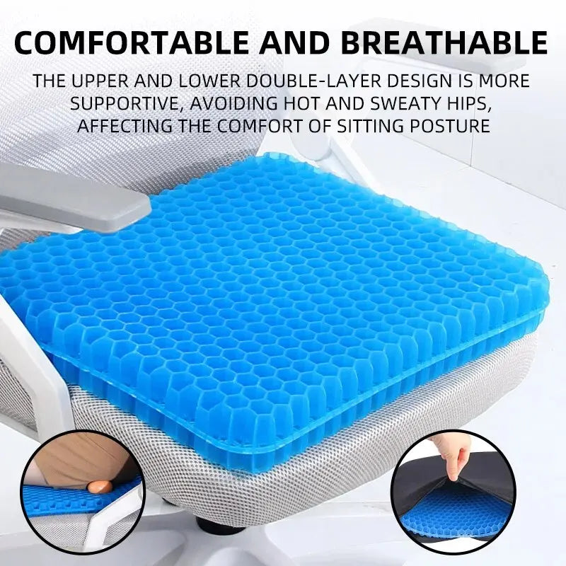 Orthopaedic Gel Seat Cushion – Breathable Honeycomb Design for Tailbone & Back Pain Relief | Office, Car & Wheelchair Use