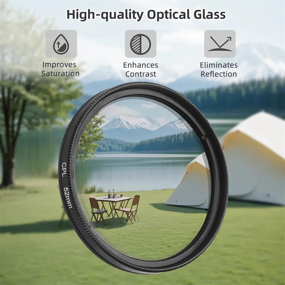 52mm CPL Polarizing Phone Lens Clip – Anti-Glare, No Reflection Camera Filter for iPhone & Android