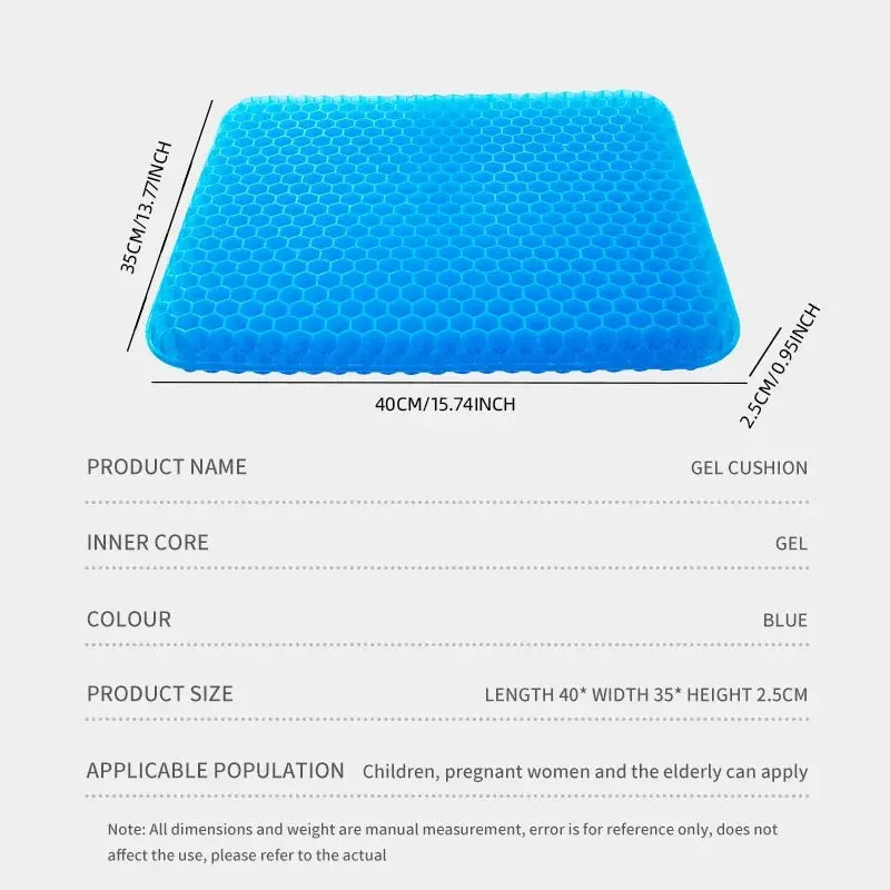 Orthopaedic Gel Seat Cushion – Breathable Honeycomb Design for Tailbone & Back Pain Relief | Office, Car & Wheelchair Use
