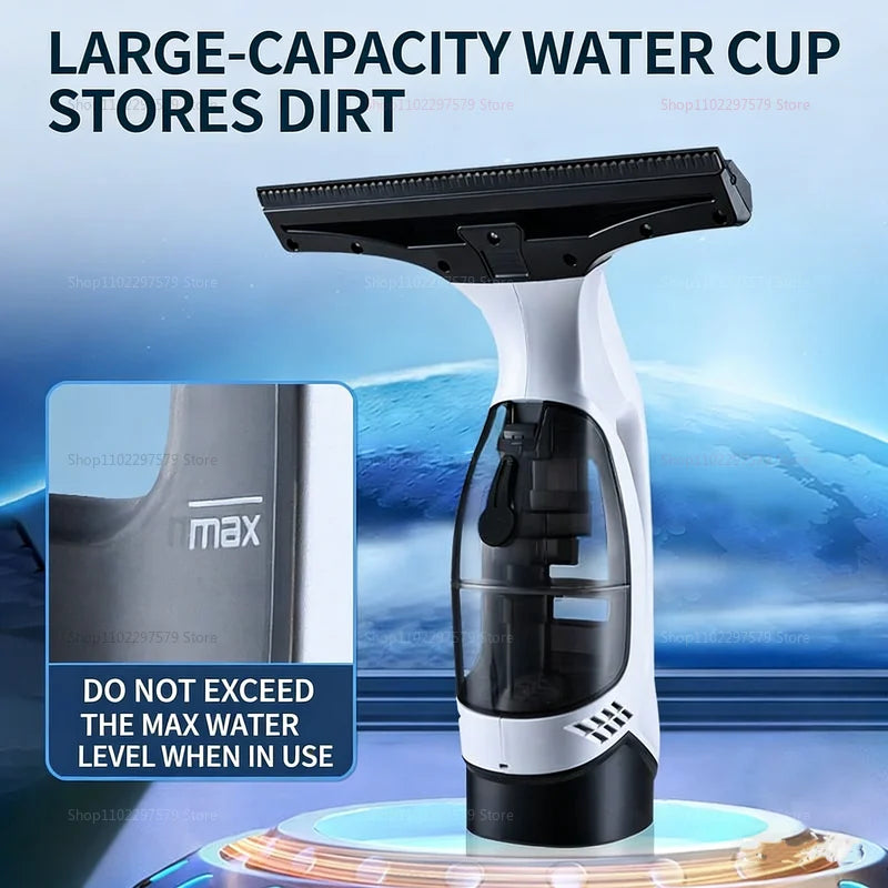 Cordless Window Vacuum Cleaner – USB Rechargeable, Streak-Free Glass Cleaning with Removable Water Tank